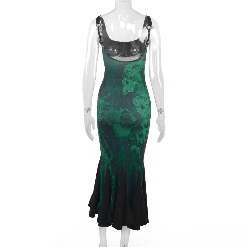Summer Women Fashion Dresses Sexy Backless Sling Maxi A-LINE Dress Casual Slim Sleeveless Streetwear