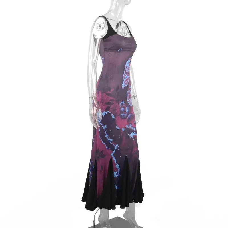Summer Women Fashion Dresses Sexy Backless Sling Maxi A-LINE Dress Casual Slim Sleeveless Streetwear