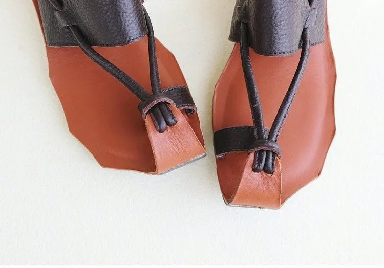 Summer Women's Handmade Leather Wedge Sandals for Comfort
