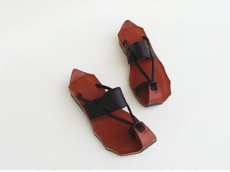 Summer Women's Handmade Leather Wedge Sandals for Comfort