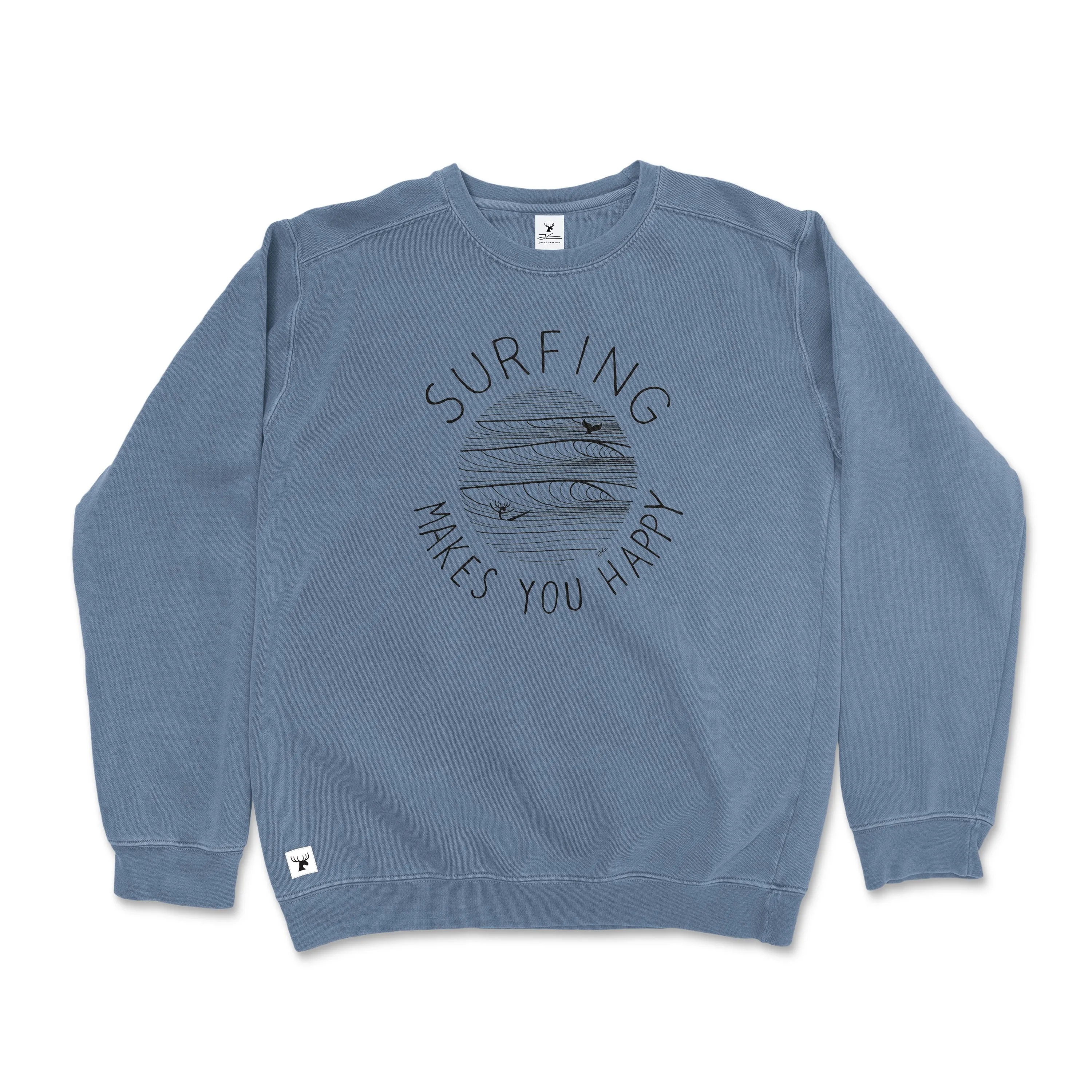 Surfing Makes You Happy Pigment Dyed Unisex Sweatshirt