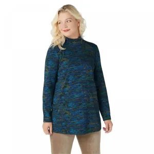 Susan Graver Women's Weekend Printed Zip Mock Neck Ponte Knit Top