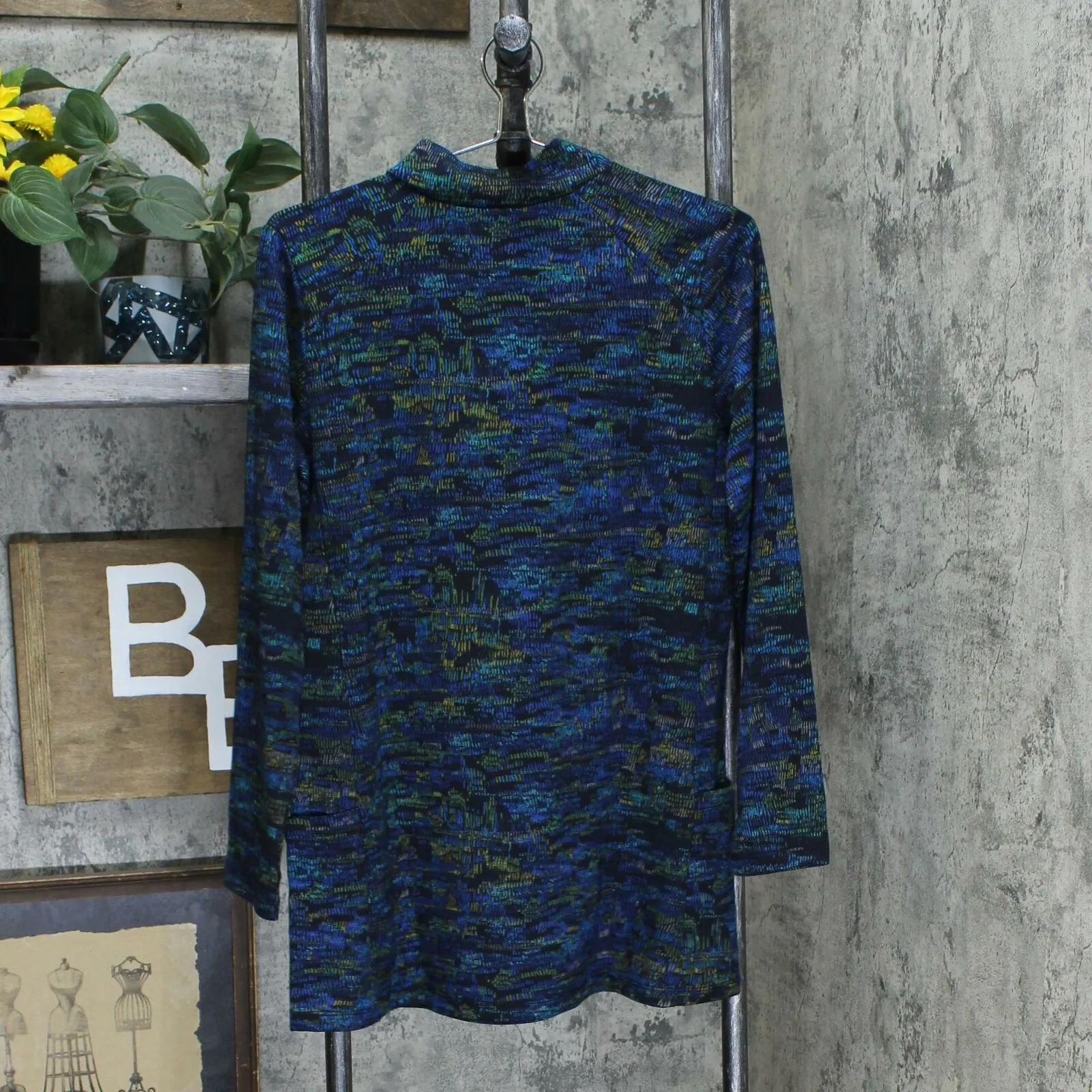 Susan Graver Women's Weekend Printed Zip Mock Neck Ponte Knit Top