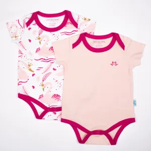 Swan Princess Print Girls Pack of 2 Baby Vests