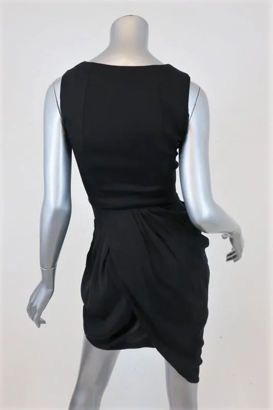 Thakoon Draped-Bottom Dress Black Cotton-Blend Size 2 Sleeveless Asymmetric Mini