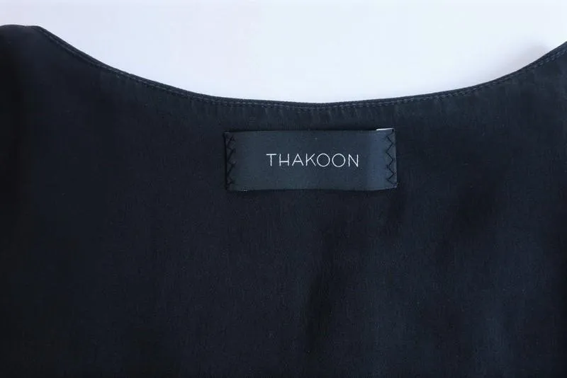 Thakoon Draped-Bottom Dress Black Cotton-Blend Size 2 Sleeveless Asymmetric Mini