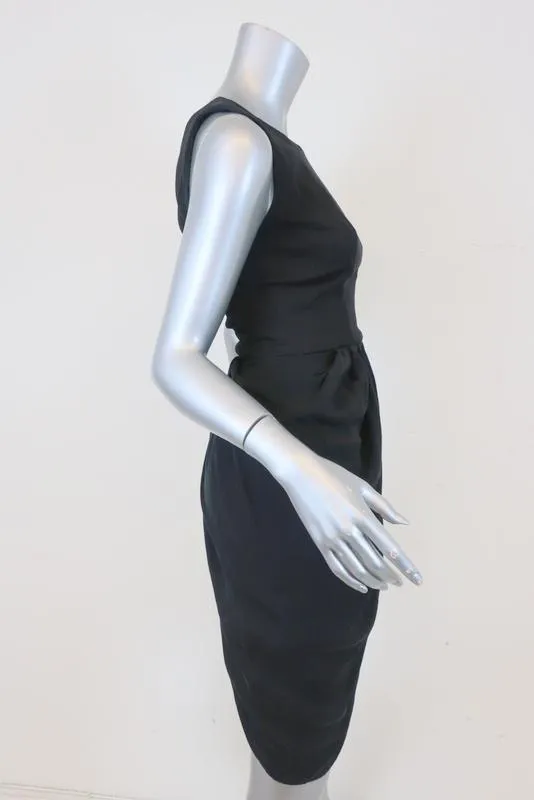 Thakoon Draped-Bottom Dress Black Cotton-Blend Size 2 Sleeveless Asymmetric Mini