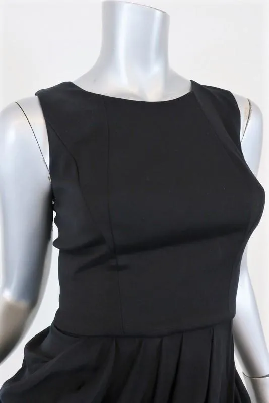 Thakoon Draped-Bottom Dress Black Cotton-Blend Size 2 Sleeveless Asymmetric Mini