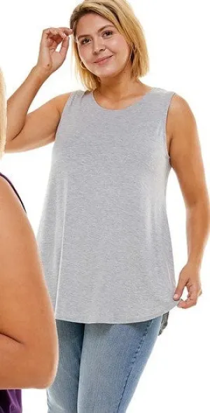 The Allie Tank in Heather Grey - Curvy