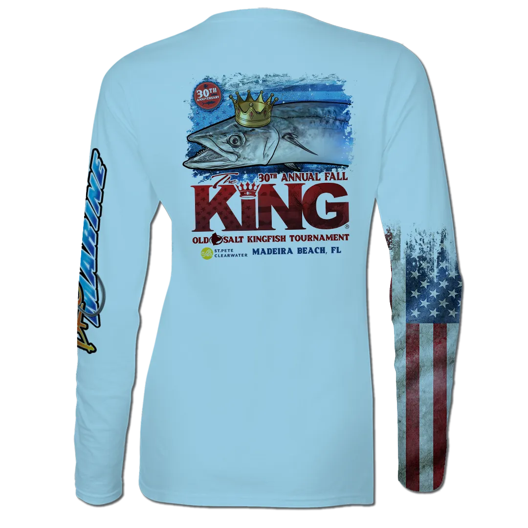 The KING - Fall 2023 - Women's Long Sleeve V-Neck Performance Shirt - Light Blue
