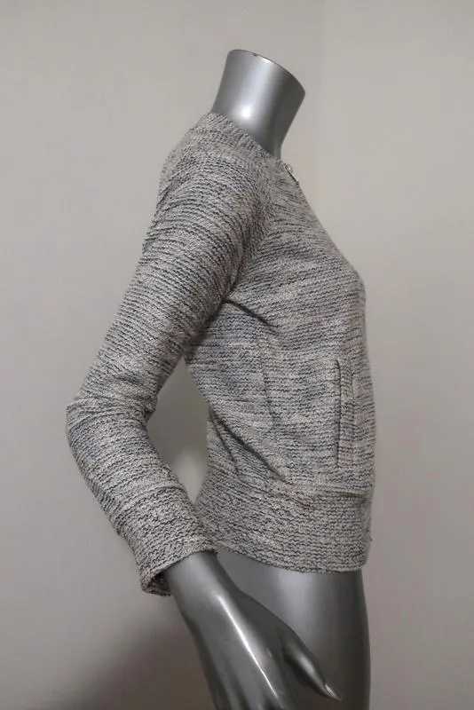 The Lady & The Sailor Varsity Cardigan Cream/Blue Boucle Knit Size 2 Zip Sweater