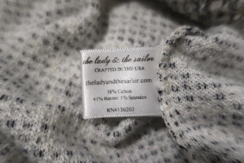 The Lady & The Sailor Varsity Cardigan Cream/Blue Boucle Knit Size 2 Zip Sweater