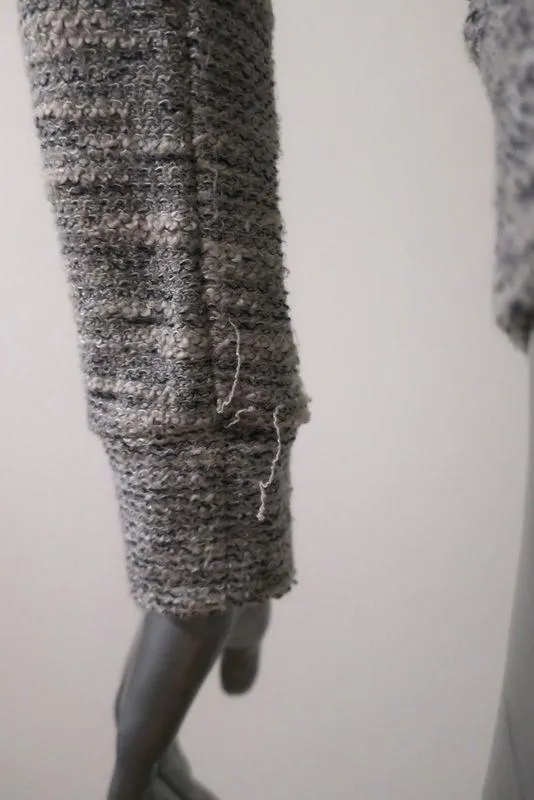 The Lady & The Sailor Varsity Cardigan Cream/Blue Boucle Knit Size 2 Zip Sweater