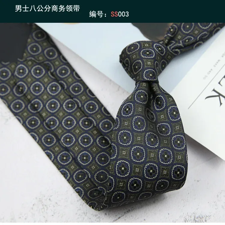 Tie Gravatas Fashion Wholesale Woven 8 cm Striped Necktie Wedding Accessories Blue Man Dot Fit Group Party Office Neck Ties