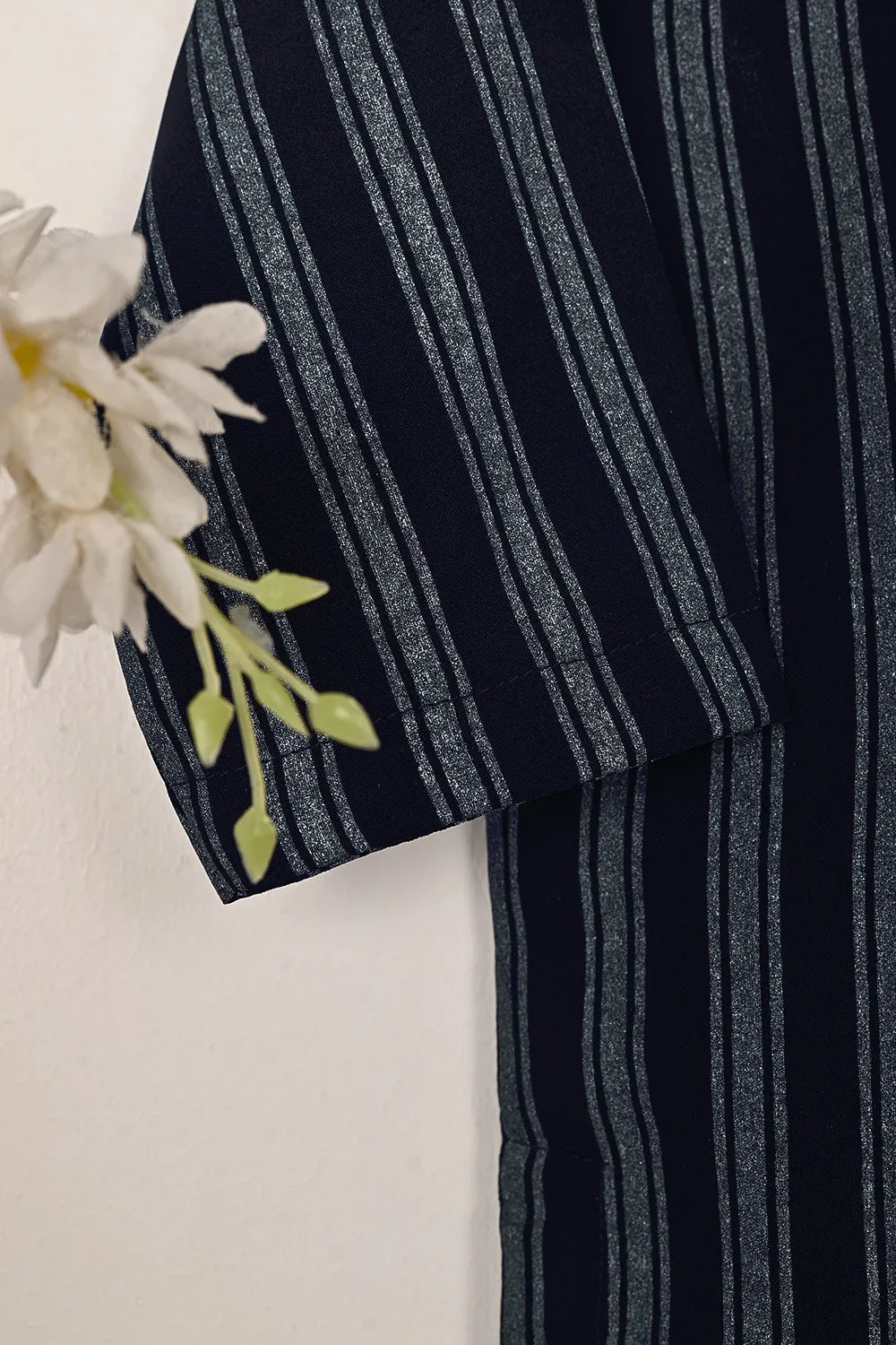 TKF-256-Navy Blue - Kids 2Pc Ready to Wear Silk Printed Dress