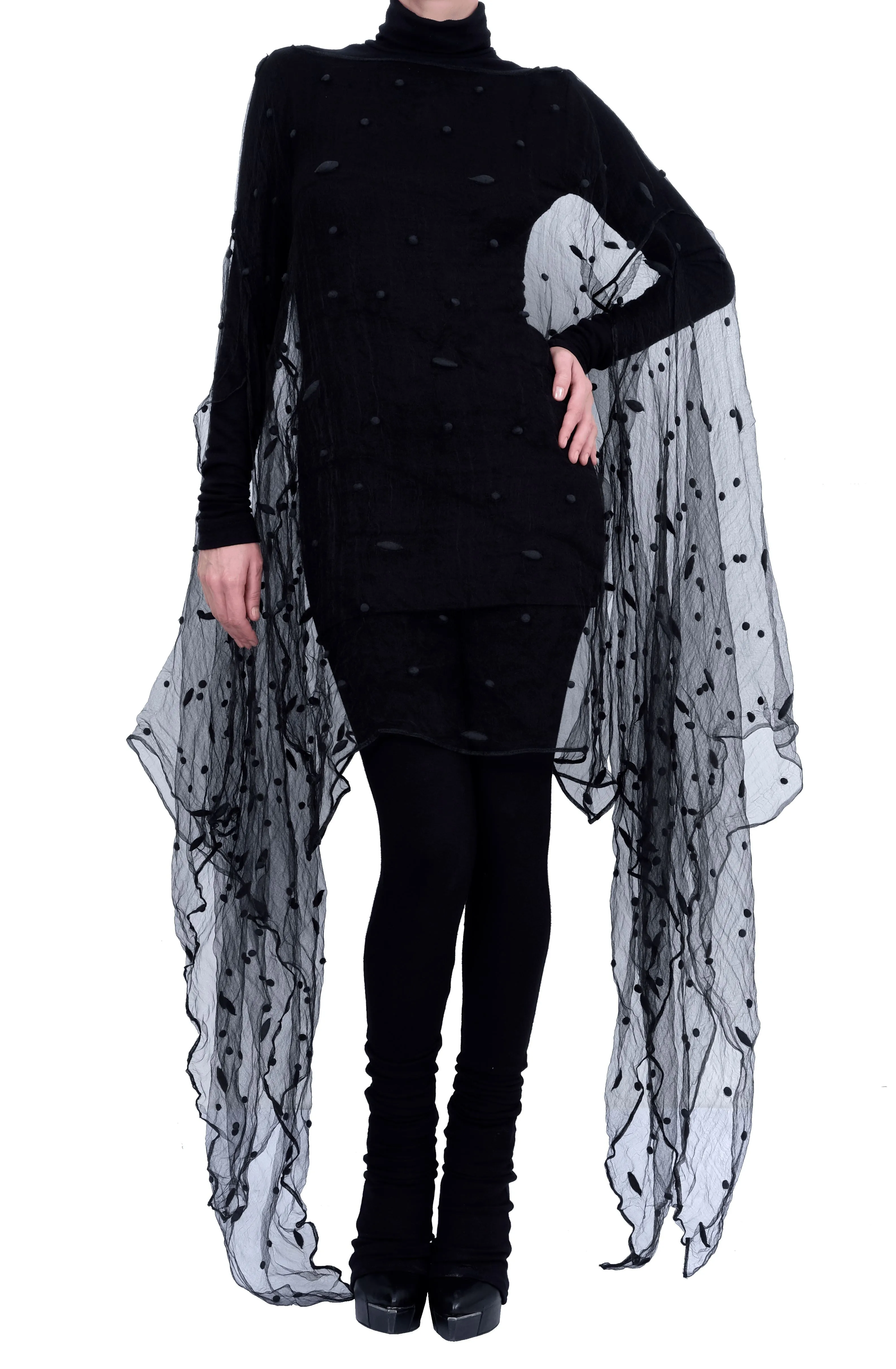 Transparent Silk Poncho Style Top