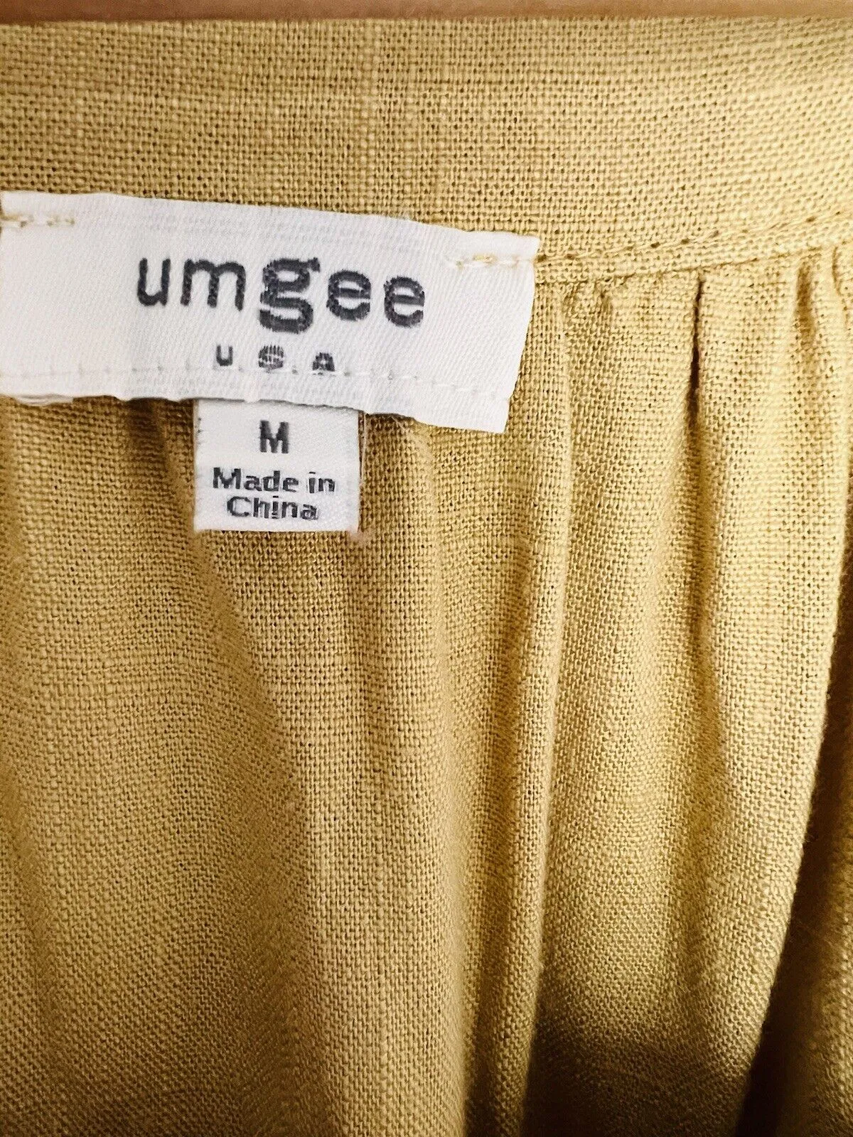 UMGEE Womens Shift Dress Sz M Linen Blend Color-Block Tiered Short Sleeve