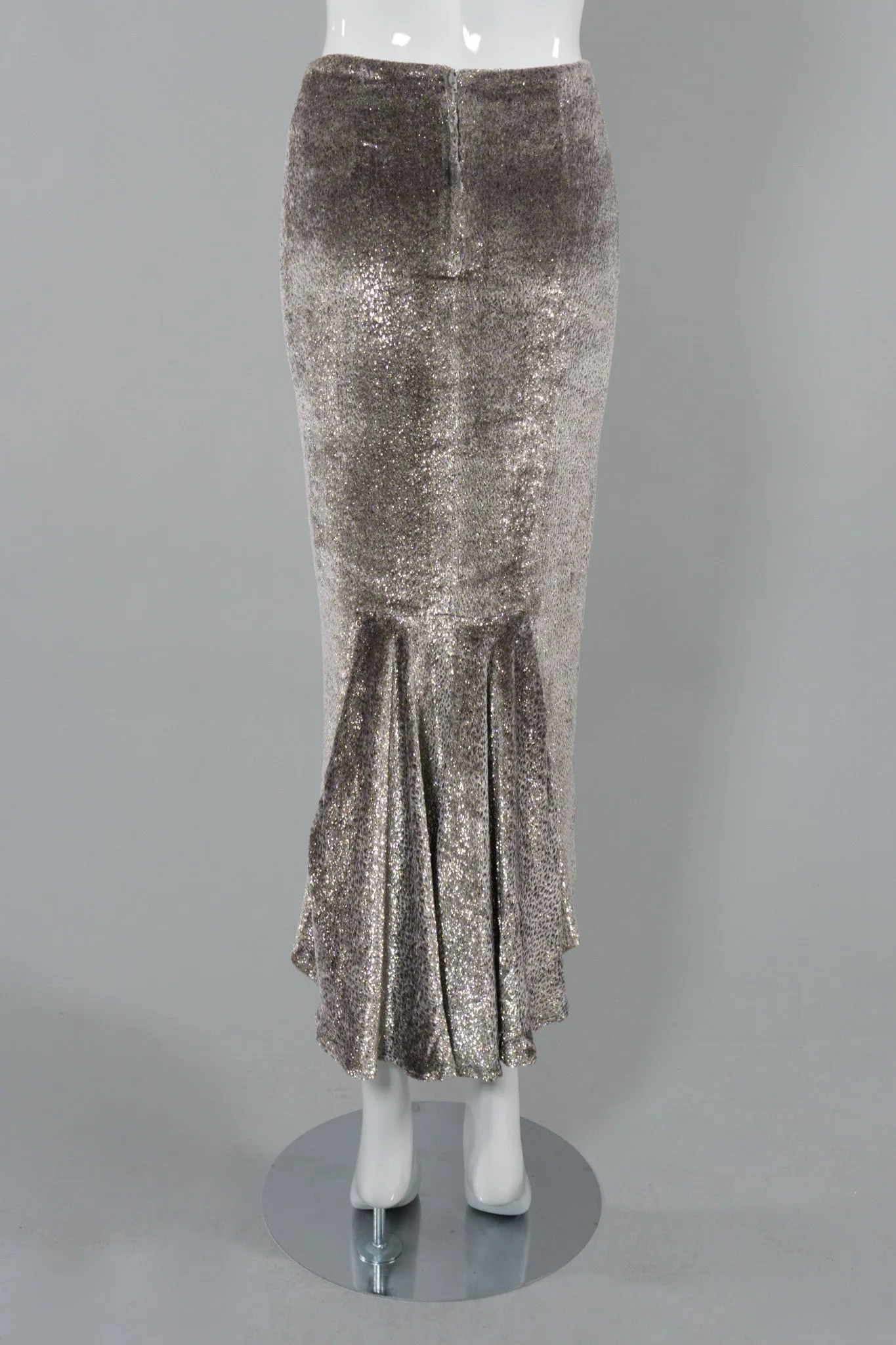 Velvet Lamé Midi Skirt