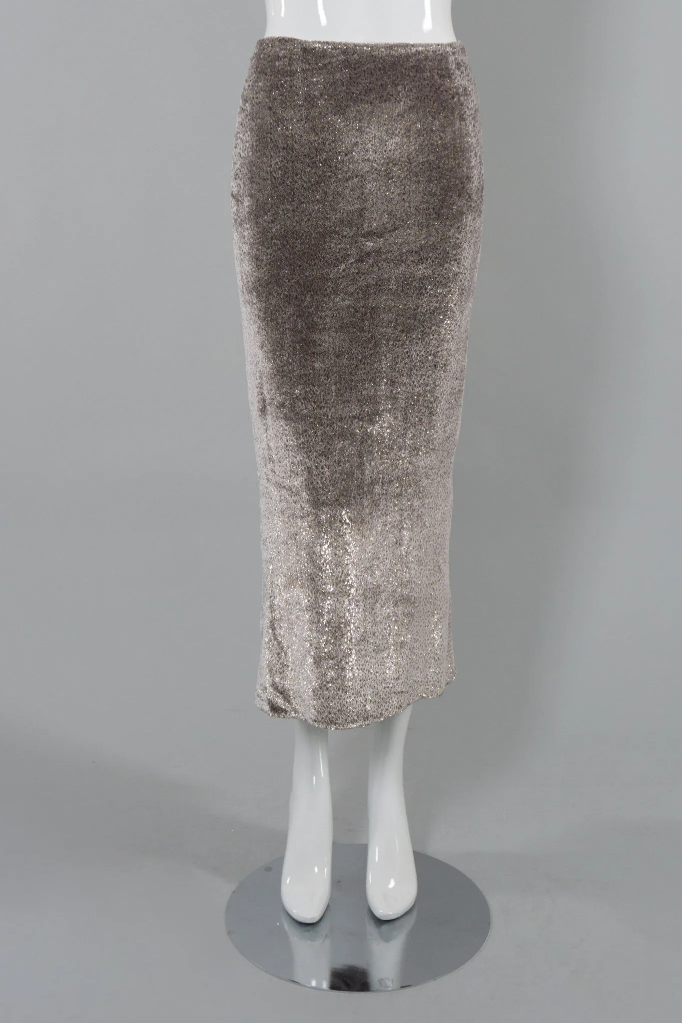 Velvet Lamé Midi Skirt