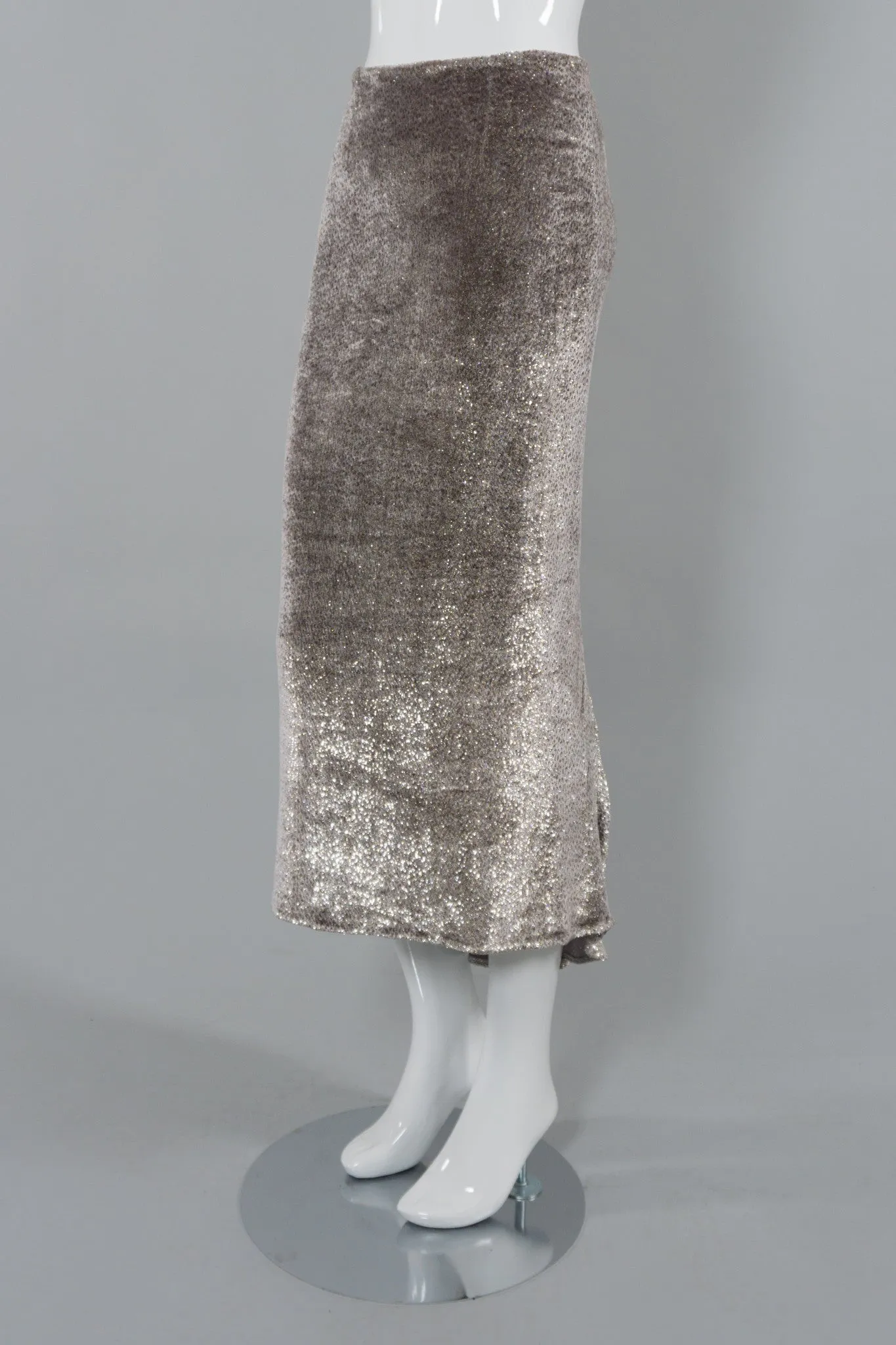 Velvet Lamé Midi Skirt