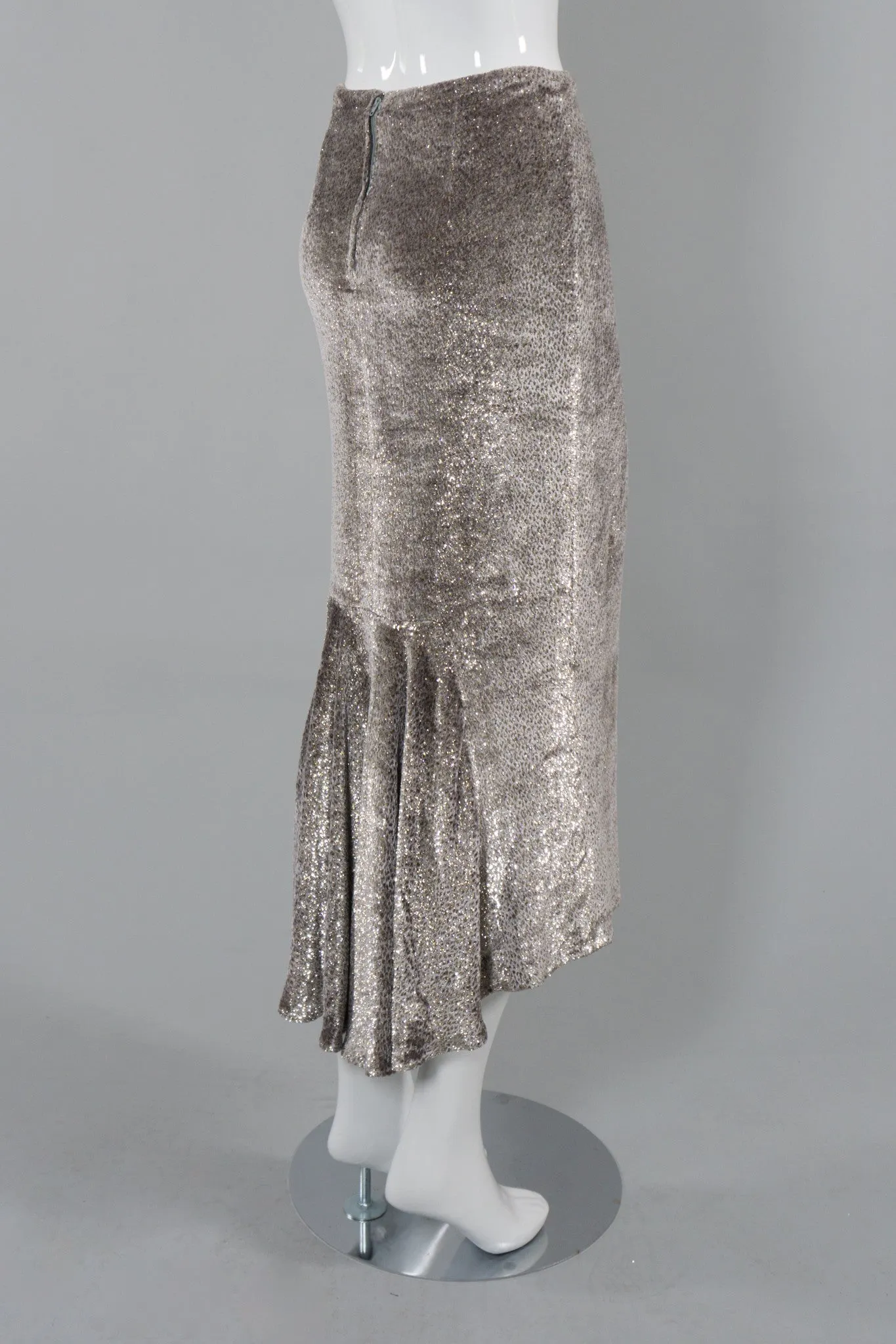 Velvet Lamé Midi Skirt