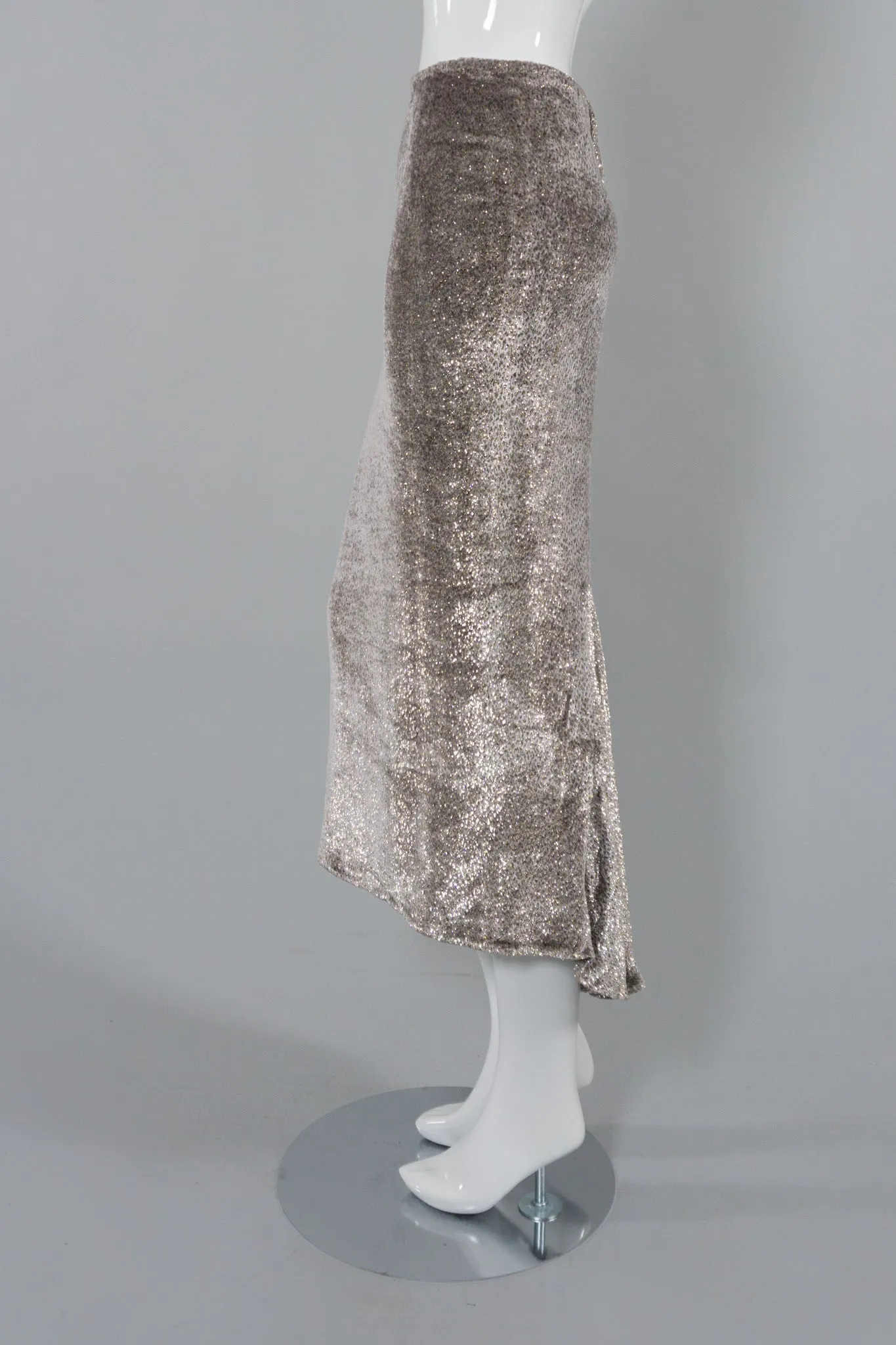 Velvet Lamé Midi Skirt