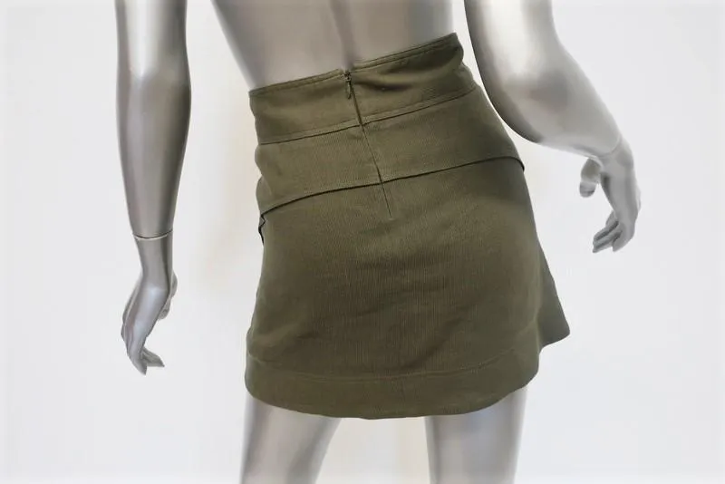 Veronica Beard Crandon Cargo Mini Skirt Army Green Linen-Blend Size 0