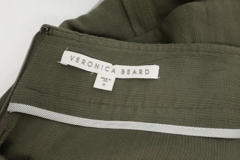 Veronica Beard Crandon Cargo Mini Skirt Army Green Linen-Blend Size 0