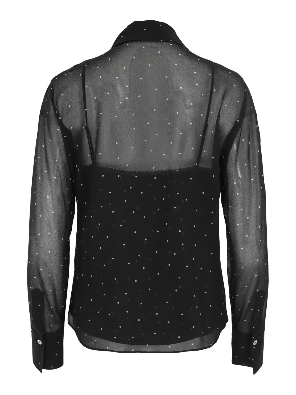 Vince Sheer Dot-Print Silk Lined Blouse (More Colors)