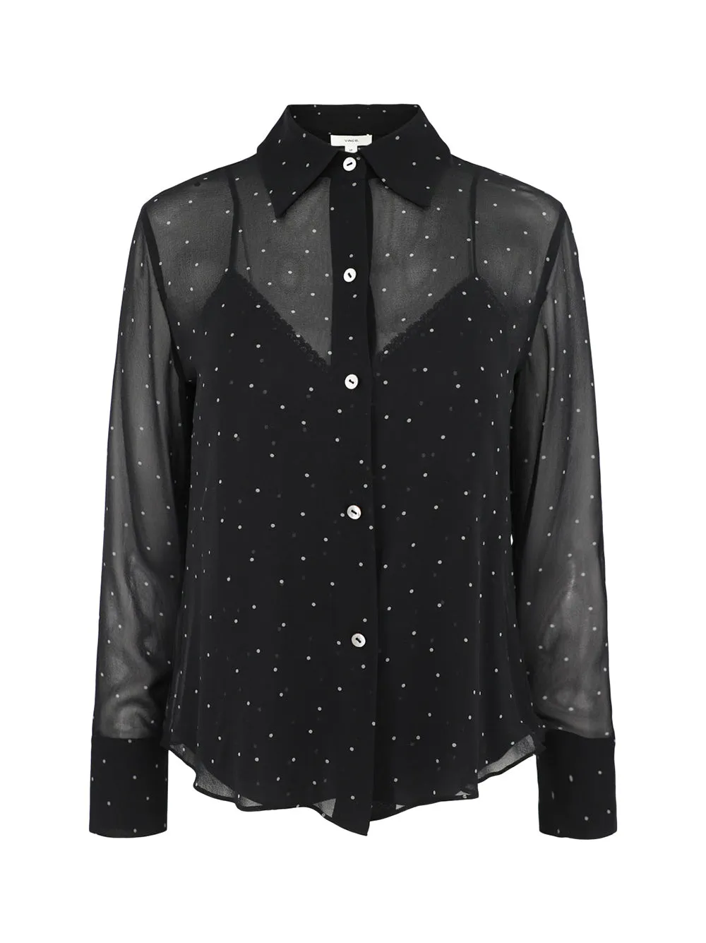 Vince Sheer Dot-Print Silk Lined Blouse (More Colors)