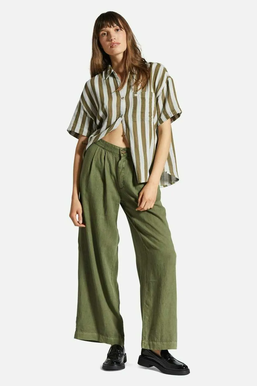 Vintage Linen Blend Wide Leg Pant - Sea Kelp