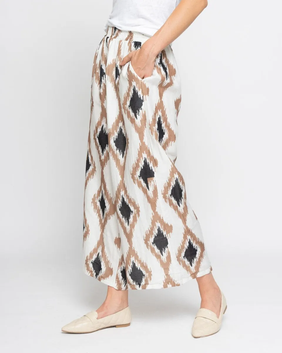 Watercolor Geo-Diamond Elastic Palazzo Pant