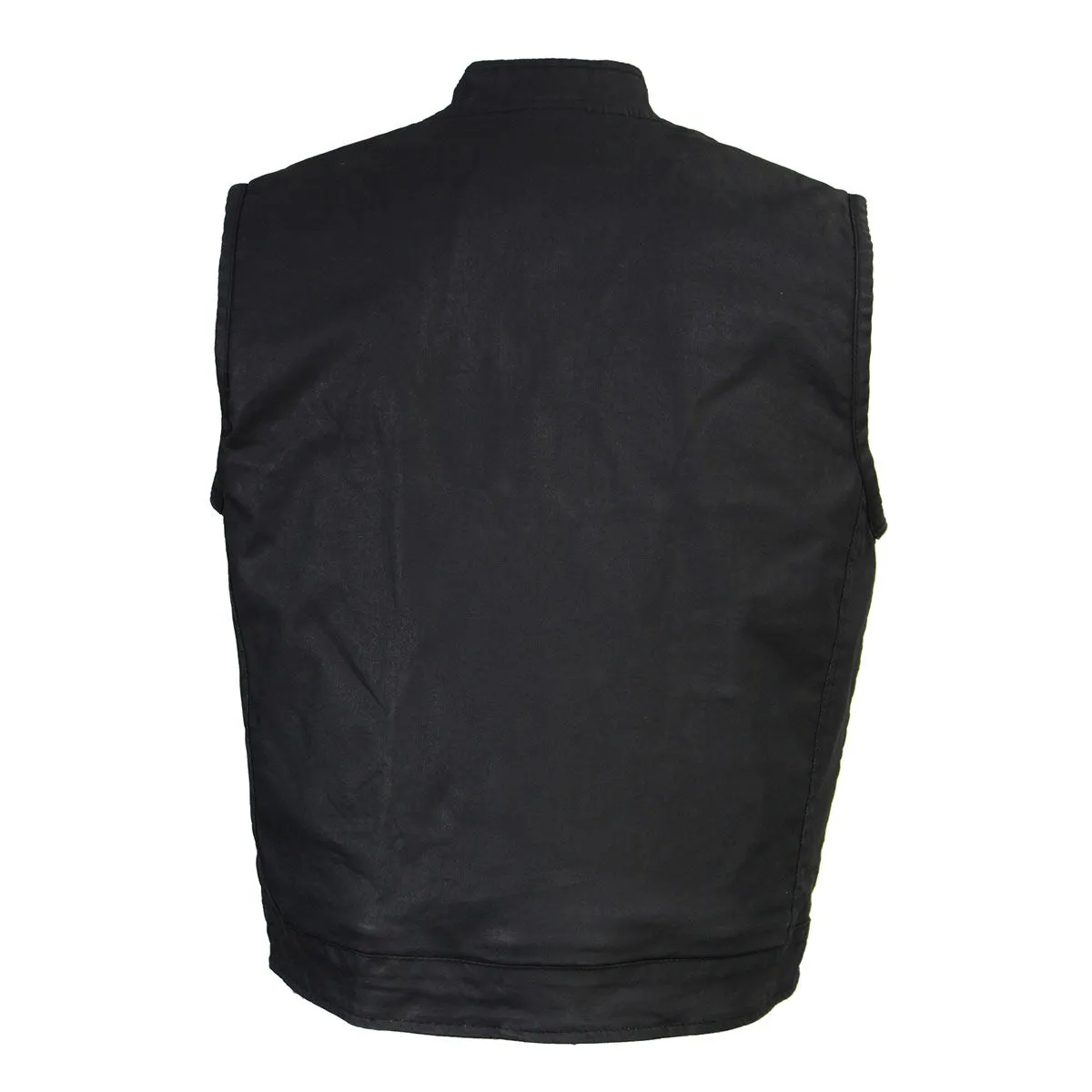 WAX MDM3025 Men’s Black Waxy Coated Denim Club Style Vest