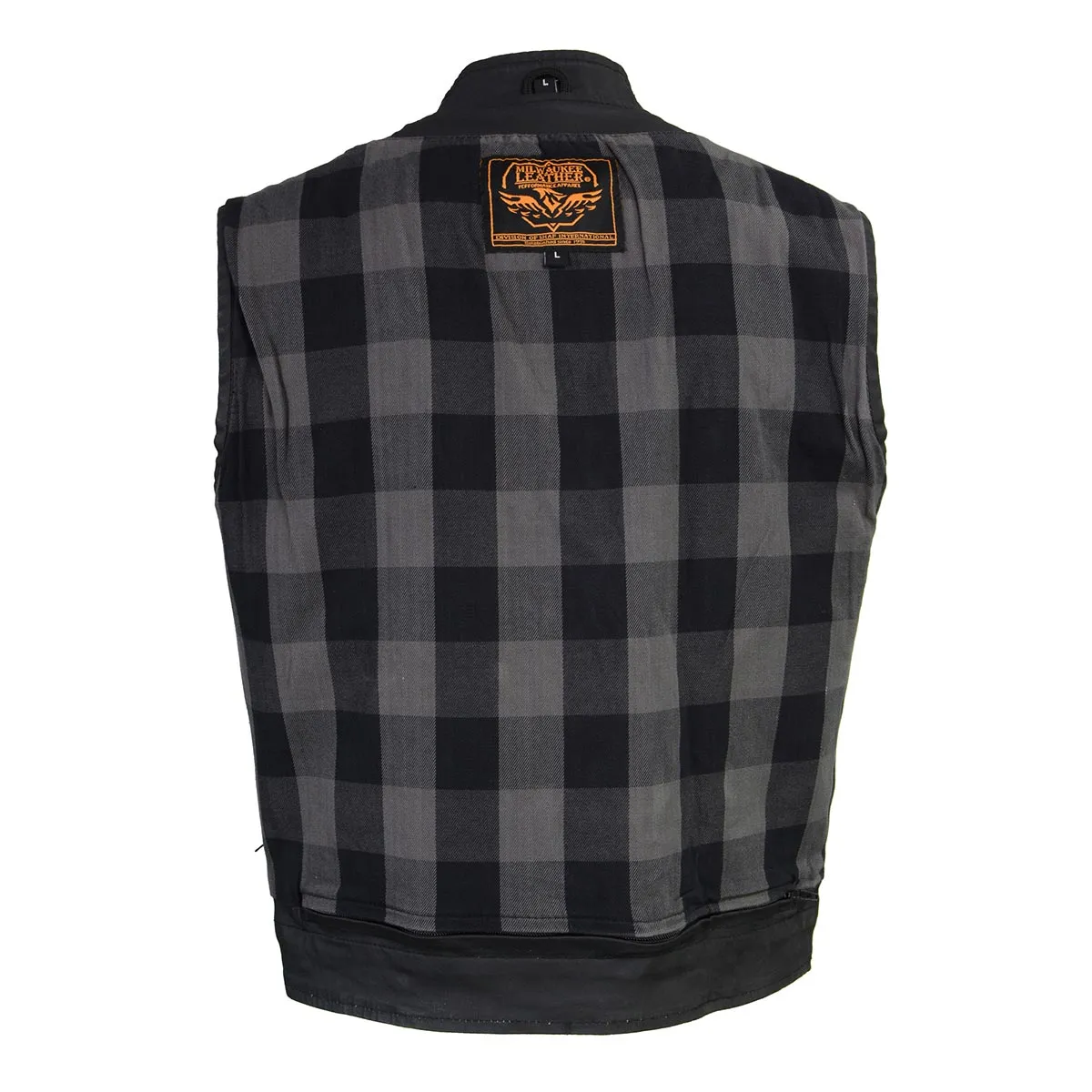 WAX MDM3025 Men’s Black Waxy Coated Denim Club Style Vest