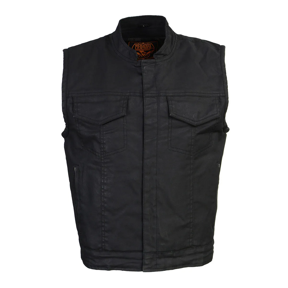 WAX MDM3025 Men’s Black Waxy Coated Denim Club Style Vest