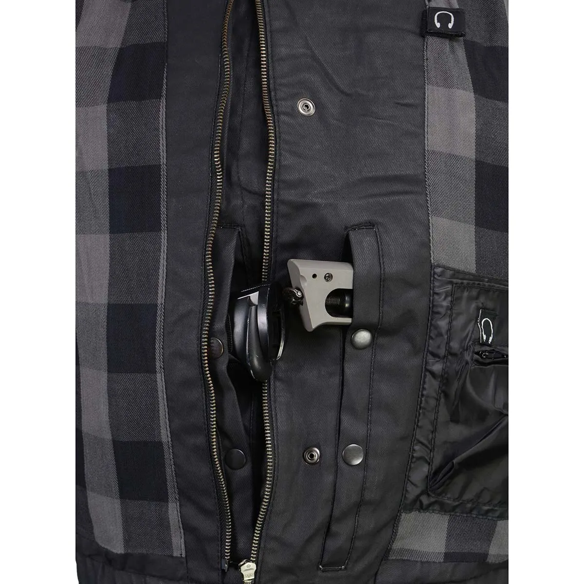 WAX MDM3025 Men’s Black Waxy Coated Denim Club Style Vest