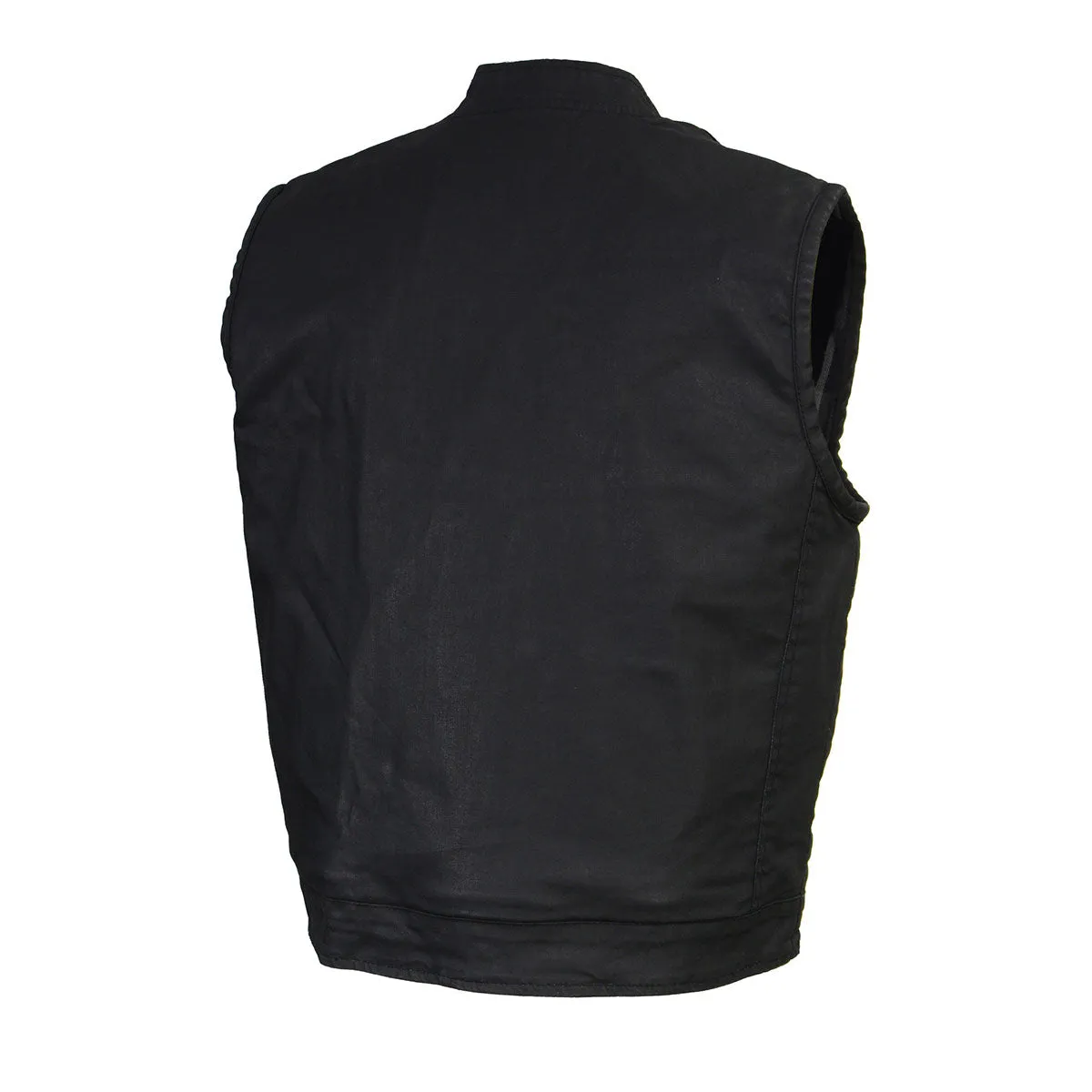 WAX MDM3025 Men’s Black Waxy Coated Denim Club Style Vest