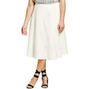 Who What Wear Women's Plus Size Zip Linen Blend Swing Skirt Cream 24W
