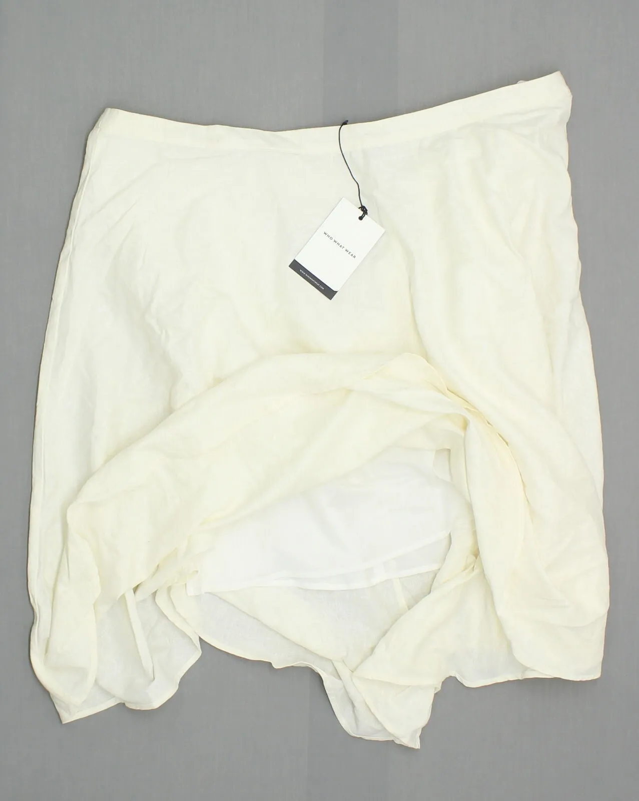 Who What Wear Women's Plus Size Zip Linen Blend Swing Skirt Cream 24W