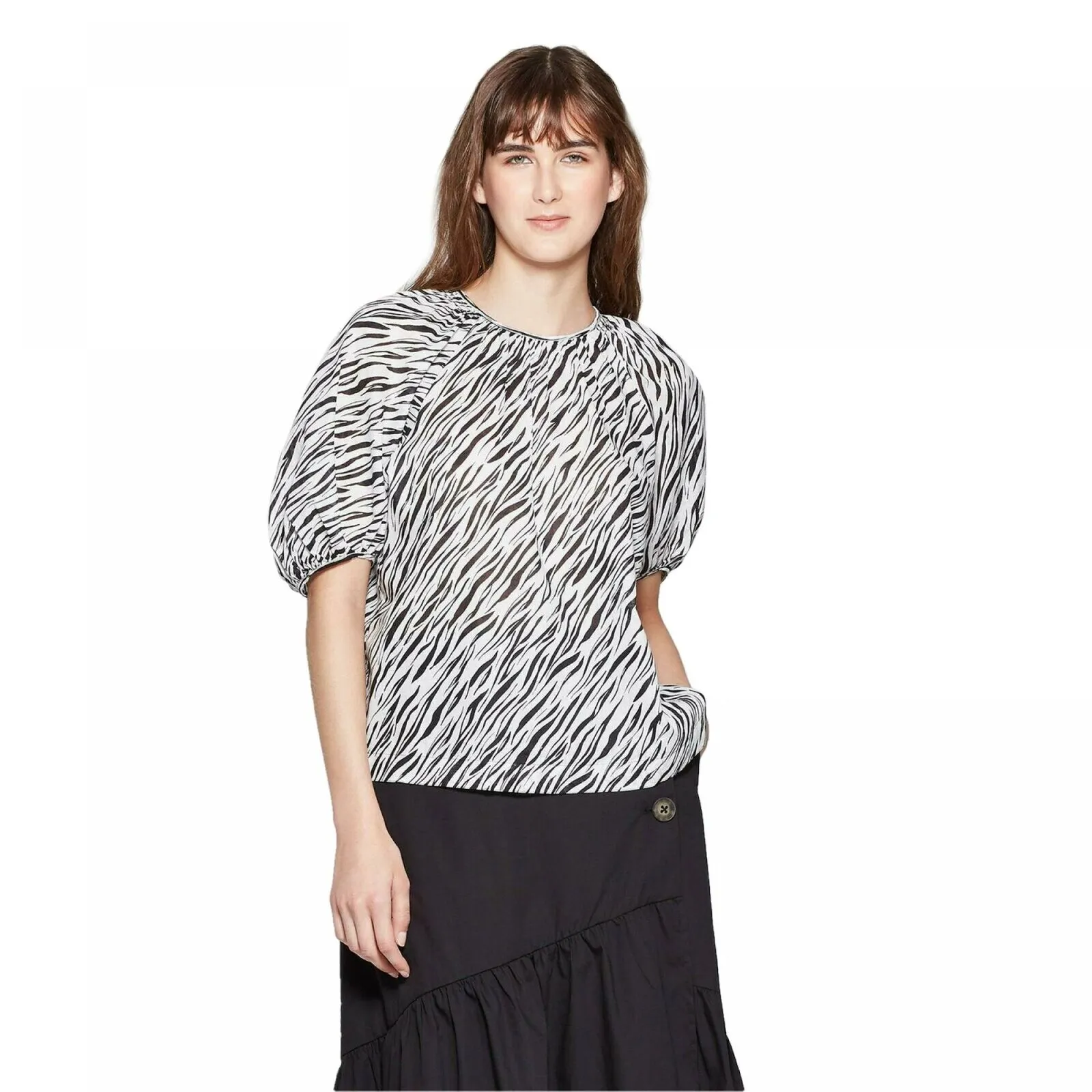 Who What Wear Women's Puff Short Sleeve Crewneck Top