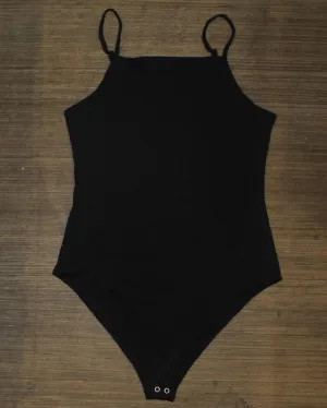 Wild Fable Women's Ribbed Spaghetti Strap Bodysuit Black L
