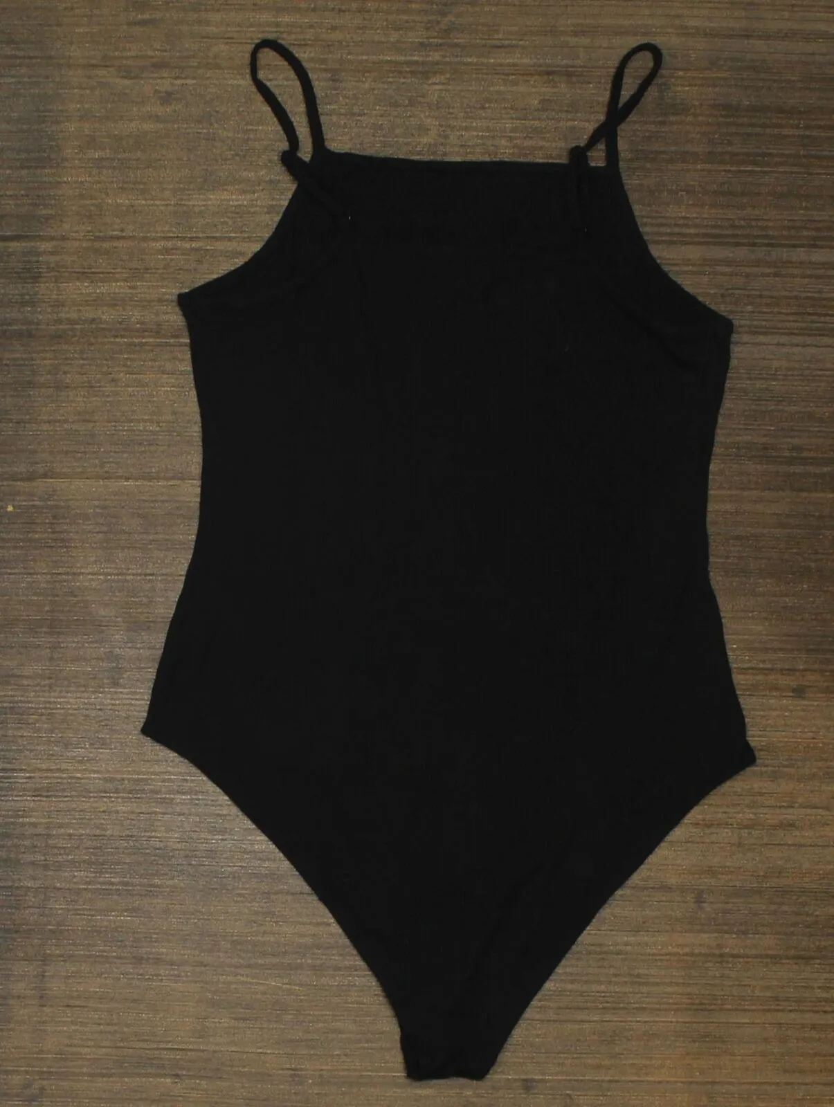Wild Fable Women's Ribbed Spaghetti Strap Bodysuit Black L
