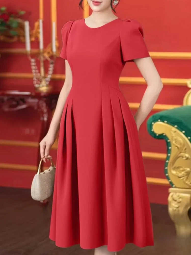 Women Summer Dress Elegant Office Lady Sundress Robe