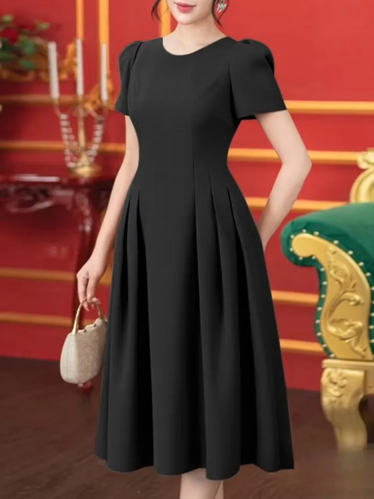 Women Summer Dress Elegant Office Lady Sundress Robe