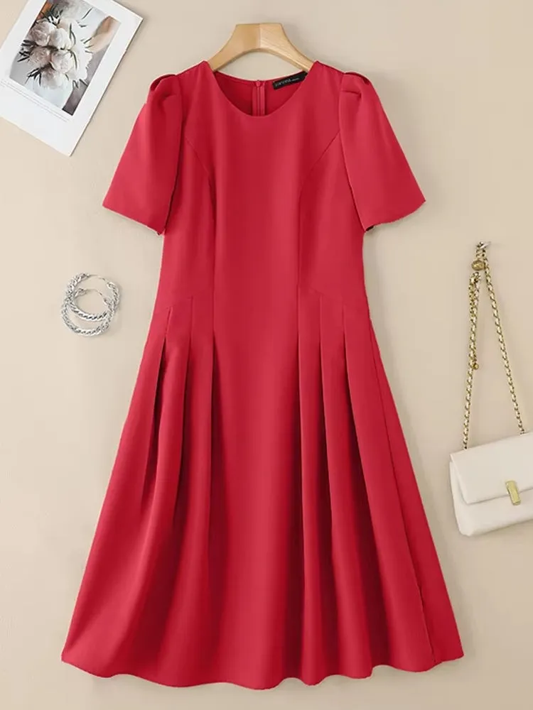 Women Summer Dress Elegant Office Lady Sundress Robe