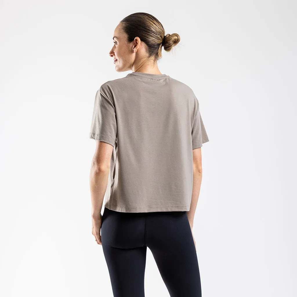 Women's Boxy Casual T Shirt (Stone)