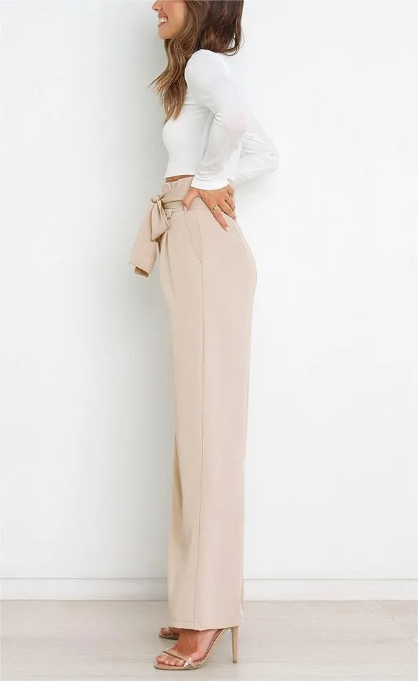 Women's casual wide-leg pants bow trousers