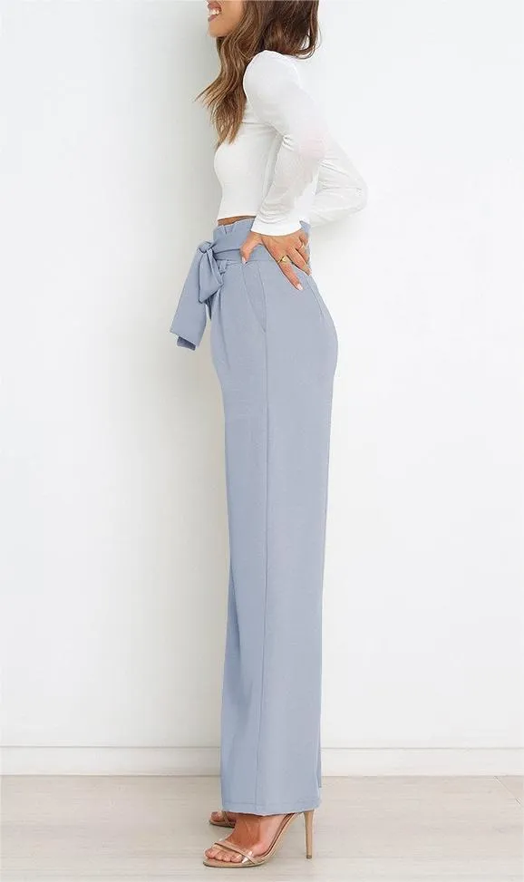 Women's casual wide-leg pants bow trousers