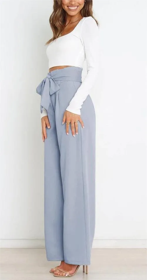 Women's casual wide-leg pants bow trousers