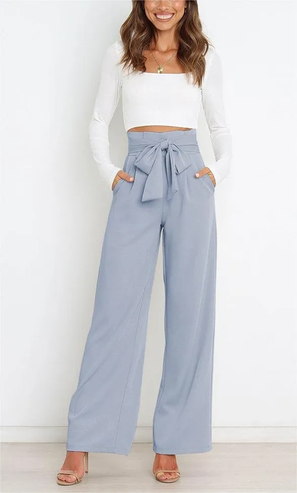 Women's casual wide-leg pants bow trousers